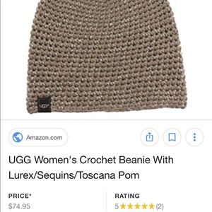 Women Uggs Crochet Beanie Lurex/Sequins/Pom O/S